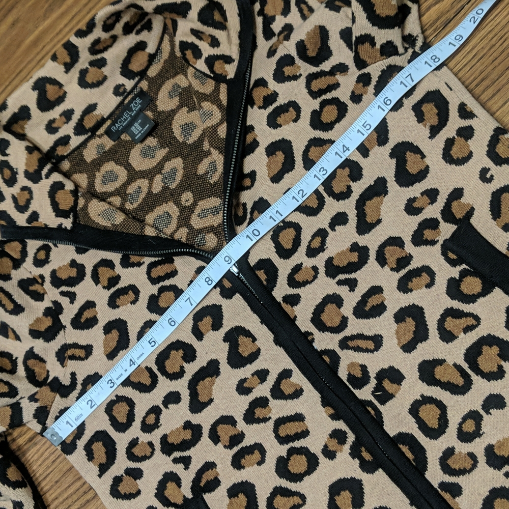 Rachel Zoe Leopard Print Full Zip Sweater XS - Picture 5 of 7